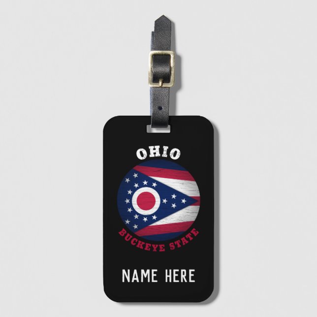 OHIO BUCKEYE STAAT FLAG GEPÄCKANHÄNGER (Vorderseite Vertikal)