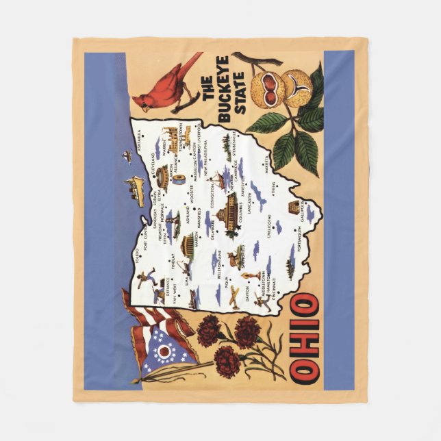  Ohio Buckeye State Fleece Throw (Vorderseite)