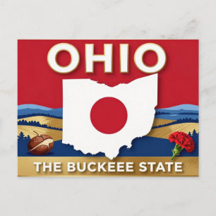 OHIO Buckeye State Heritage-Emblem Postkarte