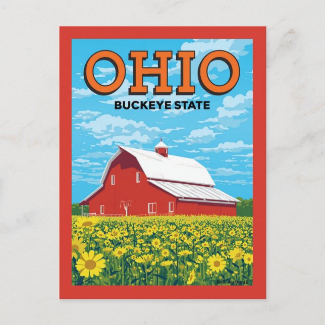Ohio Buckeye State Vintage Barn Postkarte (Vorderseite)