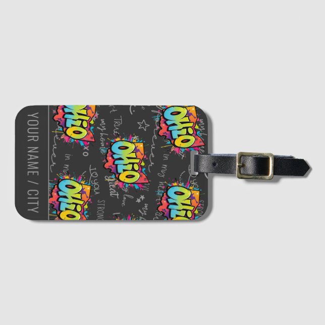 Ohio-Buckeyes-Ohio-Graffiti-Staat Gepäckanhänger (Vorderseite (Horizontal))