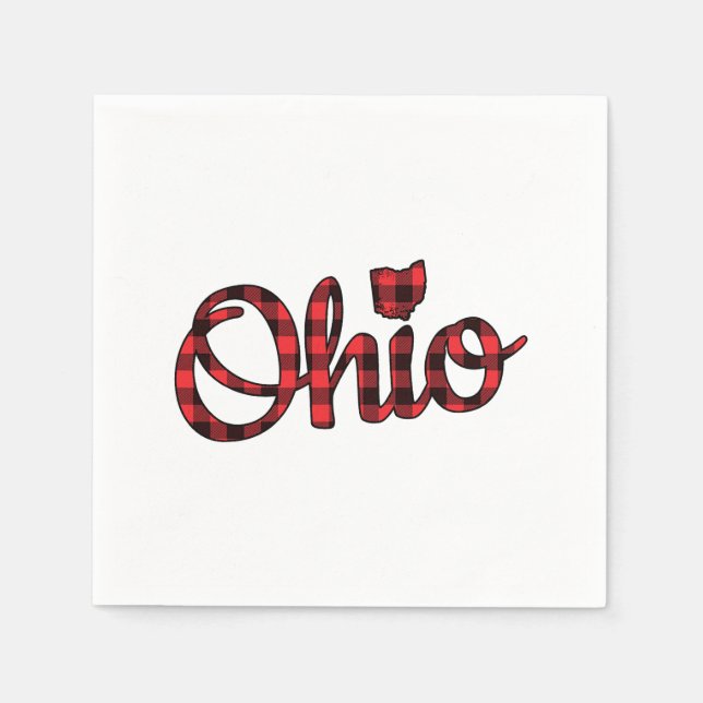 Ohio Buffalo Kariert Weihnachten Ohio Pride Buckey Serviette (Vorderseite)
