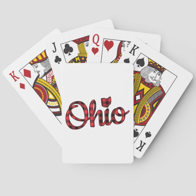 Ohio Buffalo Kariert Weihnachten Ohio Pride Buckey Spielkarten (Rückseite)