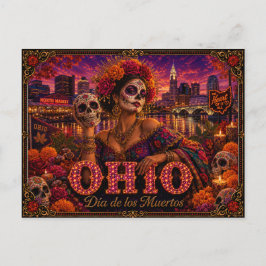 Ohio Día de los Muertos Retro Postkarte