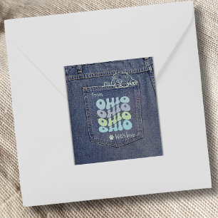 Ohio Dog in Jean Pocket Classic Square Sticker