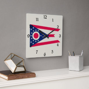 Ohio Flag: Das Buckeye-Staat-Banner Quadratische Wanduhr