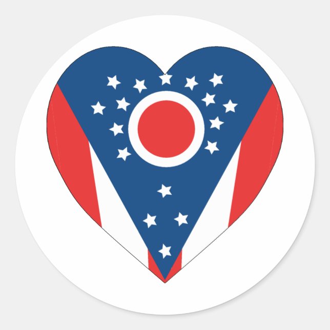 Ohio Flag Heart Runder Aufkleber (Vorderseite)