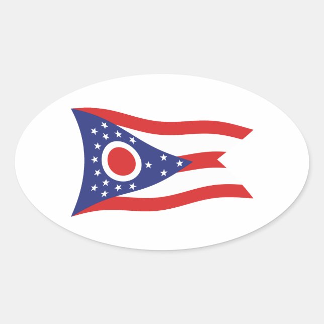 Ohio-Flaggenaufkleber Ovaler Aufkleber (Vorderseite)