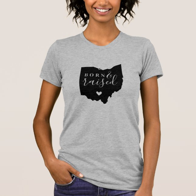 Ohio Geborenes und erhöhtes Staat T-Shirt (Vorderseite)