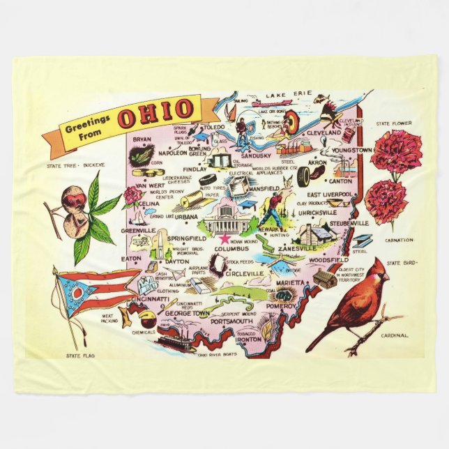  Ohio Greetings Fleece Blanket (Vorderseite (Horizontal))