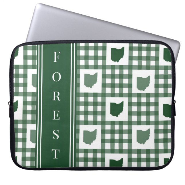 Ohio Grün Gingham Laptopschutzhülle (Vorderseite)