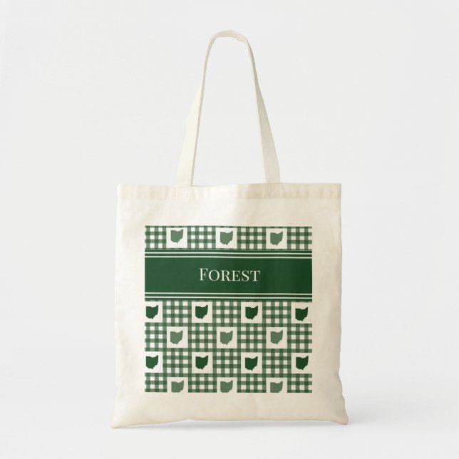 Ohio Grün Gingham Tragetasche (Vorne)