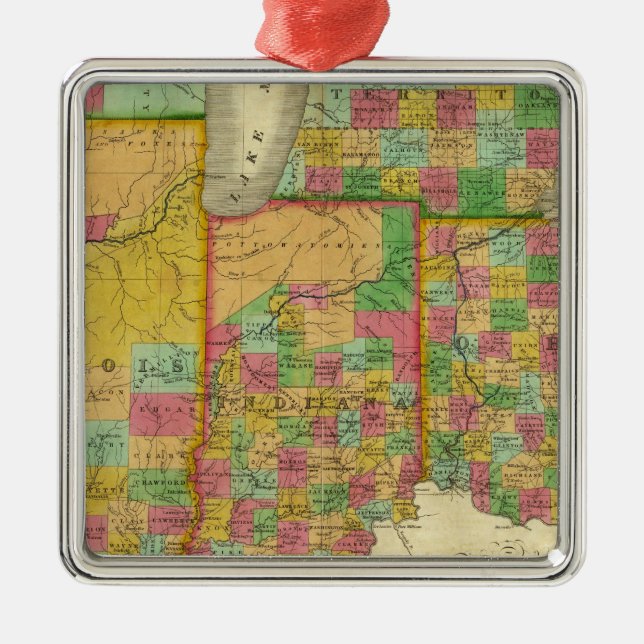 Ohio, Indiana und Illinois Silbernes Ornament (Vorne)