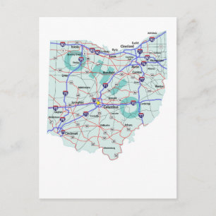 Ohio Interstate Map Postcard Postkarte