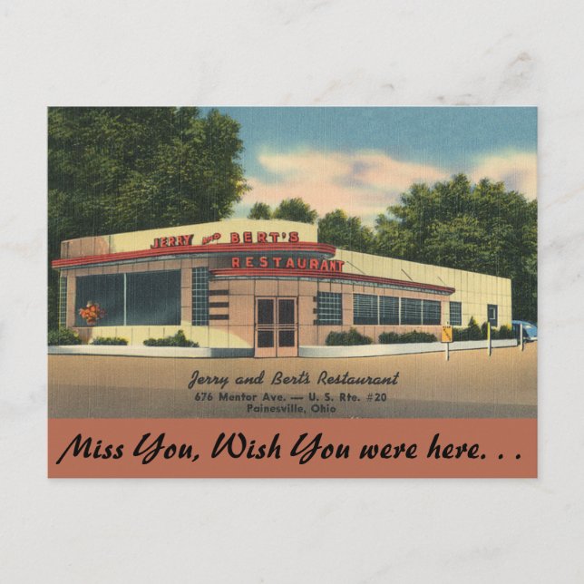Ohio, Jerry & Bert's Restaurant, Painesville Postkarte (Vorderseite)