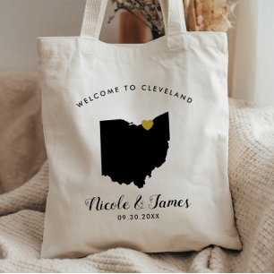 Ohio-Karte Hochzeits-Willkommens-Tasche, Schwarz & Tragetasche