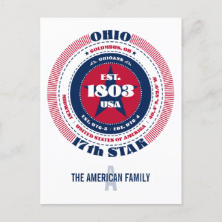 Ohio, Kolumbus, OH, Patriotik, Monogramm Postkarte