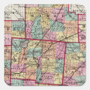 Ohio Landkreise 2 Quadratischer Aufkleber