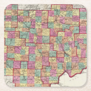 Ohio-Landkreise Rechteckiger Pappuntersetzer