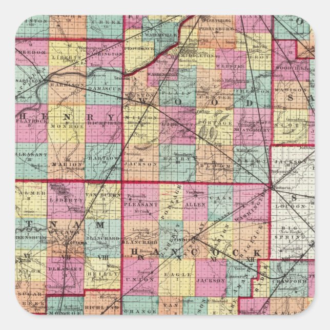 Ohio Landkreises Quadratischer Aufkleber (Vorderseite)