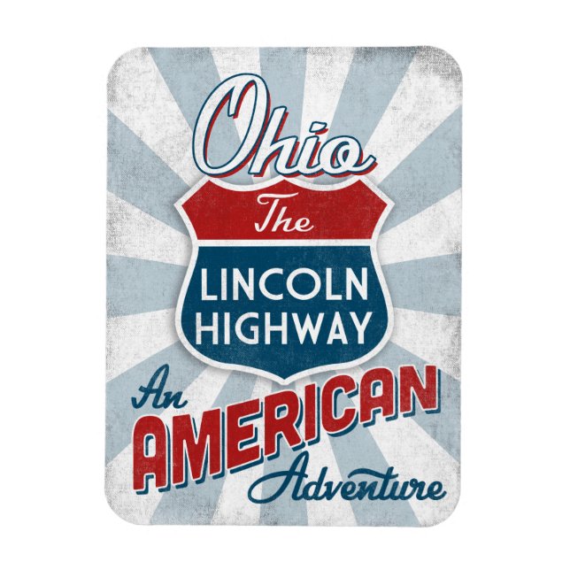 Ohio Lincoln Highway Vintag Amerika Magnet (Vertikal)