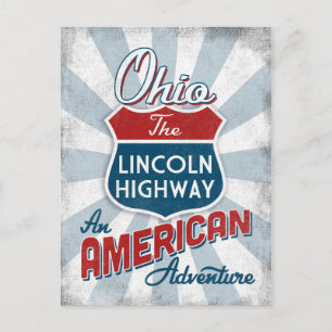 Ohio Lincoln Highway Vintage Amerika Postkarte