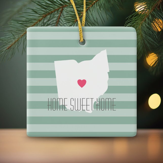 Ohio Map Zuhause Staat Liebe mit benutzerdefiniert Keramikornament (Personalized Photo Ornament - Christmas Keepsake)