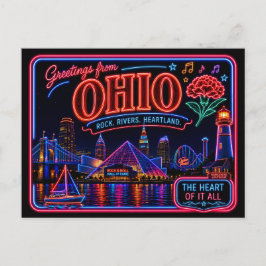 Ohio Neon Staat Retro Vintage Postkarte