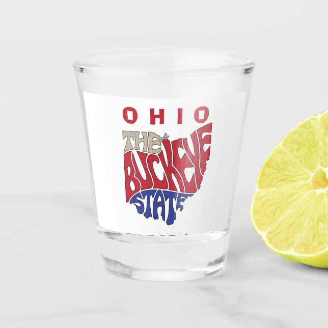 Ohio Nickname Word Art Schnapsglas (Vorderseite)
