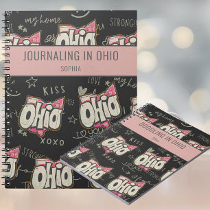 Ohio pink schwarzes Tagebuch Skizzieren Notizbuch
