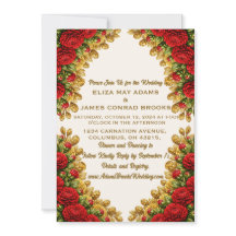 Ohio Red Carnation Vertical Photo Wedding Invitati