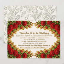 Ohio Red Carnation Wedding Invitation