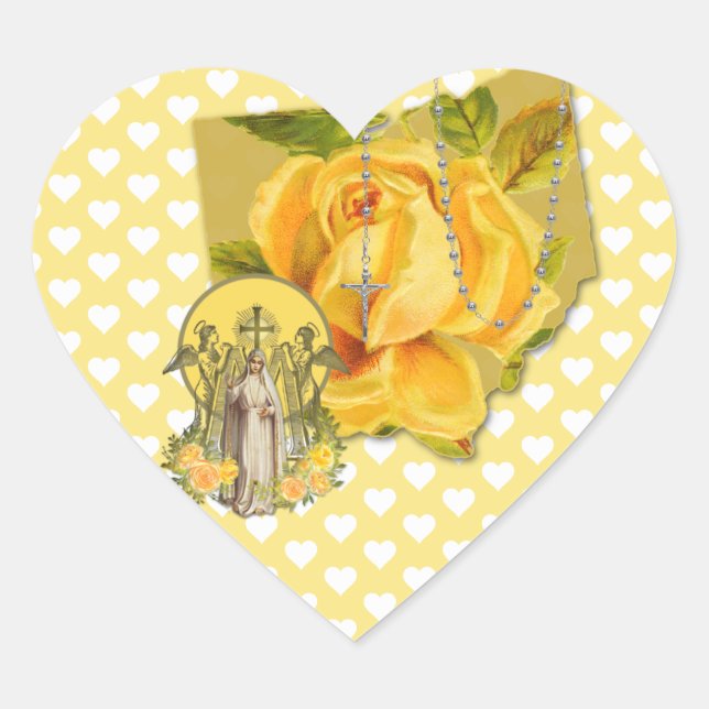 OHIO RELIGIOUS JUNGFRAU MARY FATIMA MARIAN CROSS Herz-Aufkleber (Vorderseite)