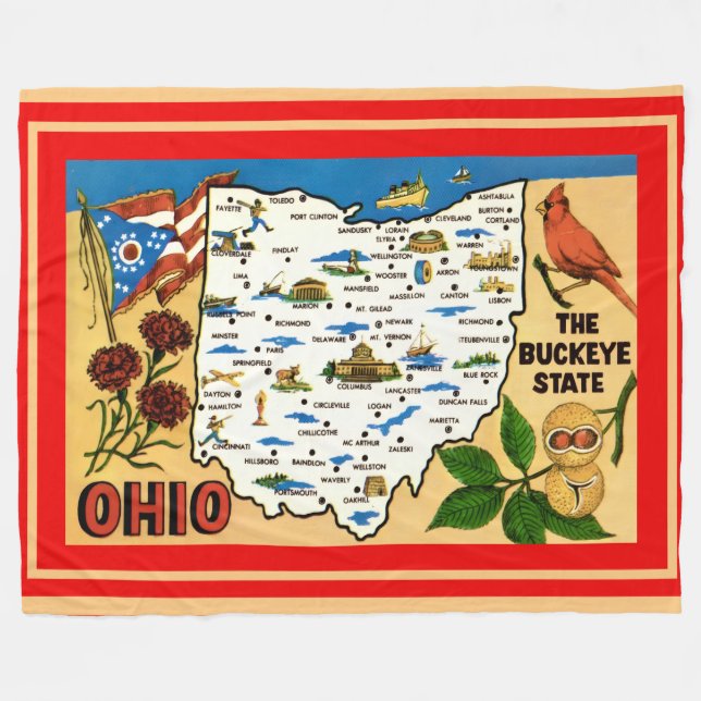Ohio-Rosskastanien-Plüschdecke Fleecedecke (Vorderseite (Horizontal))