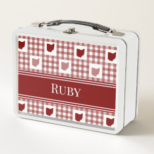 Ohio Rot Gingham Metall Brotdose