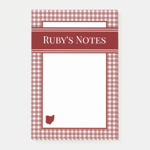 Ohio Rot Gingham Post-it Klebezettel