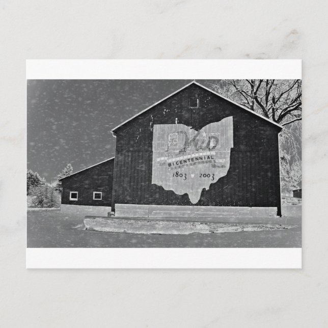 Ohio-Scheune im Winter Postkarte (Vorderseite)