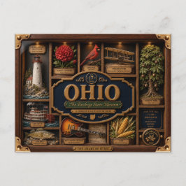 Ohio Shadow Box 3D Figurine Staat Postkarte