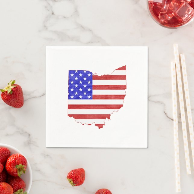 Ohio Shaped American Flag Patriotic Paper Party Serviette (Beispiel)