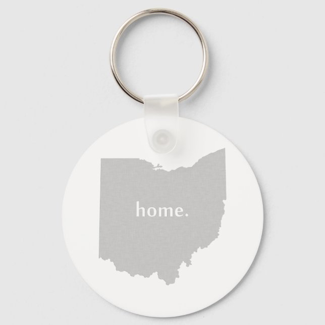 Ohio Shaped Gray mit Zuhause Buckeye Staat Ohioan Schlüsselanhänger (Vorderseite)