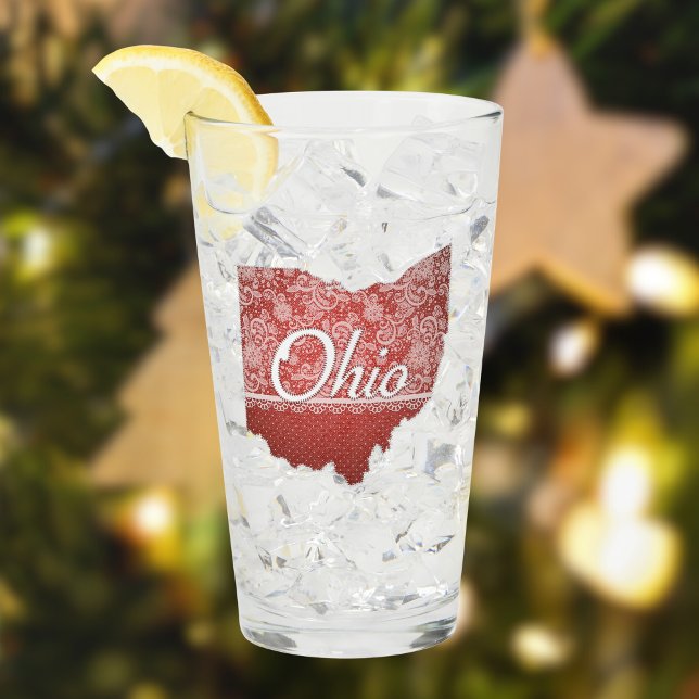 Ohio Souvenir Glass Red Polka Dot Staat Karte Glas (The feminine Ohio drinking glass is perfect for game day, the holiday, or any other day this year.)