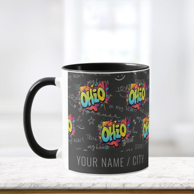 Ohio Staat Buckeyes Schwarze Graffiti Muster Tasse (Von Creator hochgeladen)