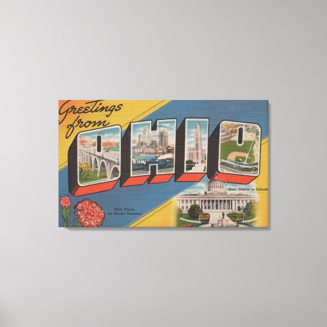 Ohio (Staat Hauptstadt/Blume) - Großbuchstaben Leinwanddruck (Vorderseite)