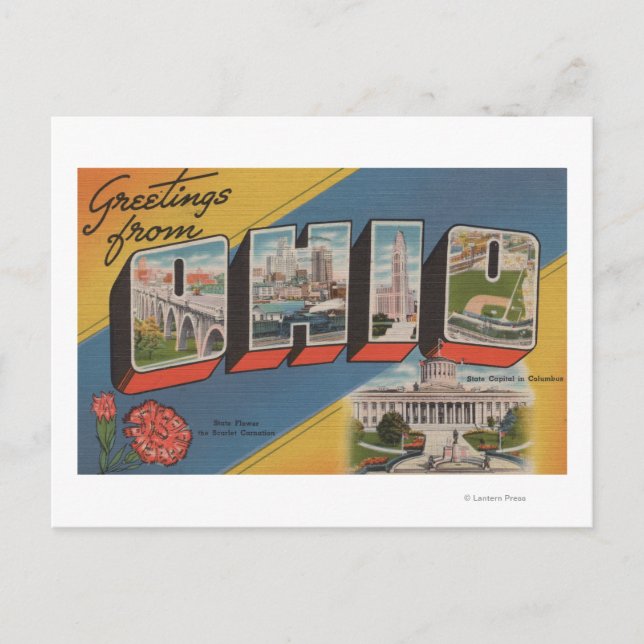 Ohio (Staat Hauptstadt/Blume) - Großbuchstaben Postkarte (Vorderseite)