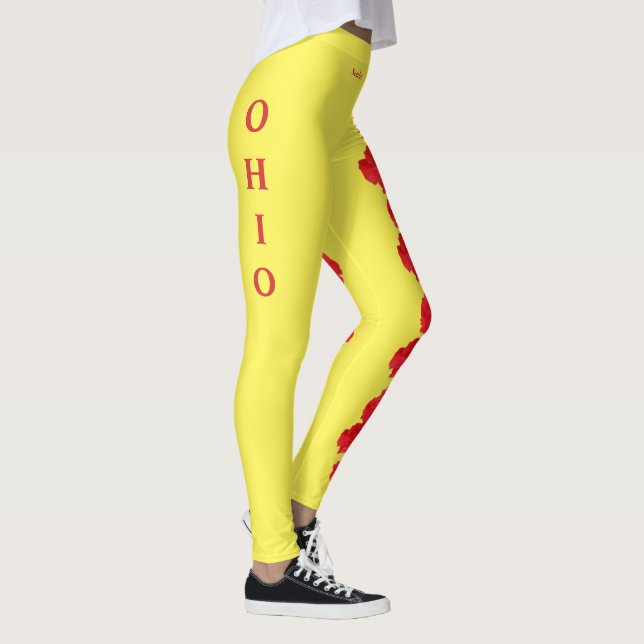 Ohio Staat Scarlet Carnation Blumen Leggings (Rechts)