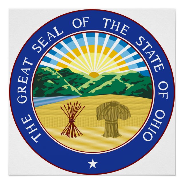 Ohio Staat Siegel Amerikanische Republik Symbol-Fl Poster (Vorderseite)
