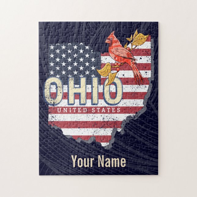Ohio Staat United Staaten Retro Map Vintag USA (Vertikal)