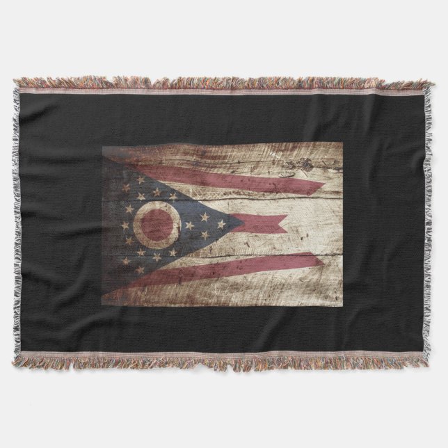 Ohio-Staats-Flagge auf altem hölzernem Korn Decke (Vorderseite)