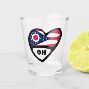 Ohio Staatsflagge im Herzen, OH Shotglas Schnapsglas