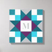 Ohio Star Quilt Block in Aquamarin, grau, Lila, we